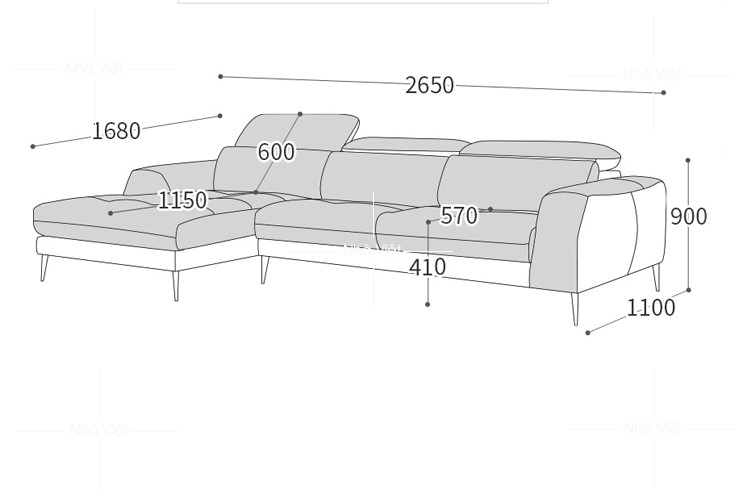 Sofa tiêu chuẩn thường sản xuất theo diện tích căn hộ chung cư