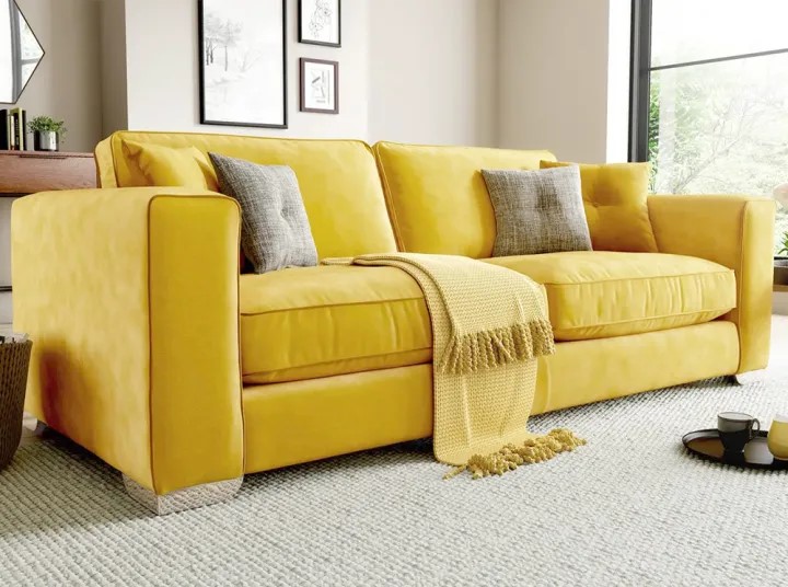 Làm đẹp không gian phòng khách với bộ ghế sofa có gam màu vàng ấn tượng