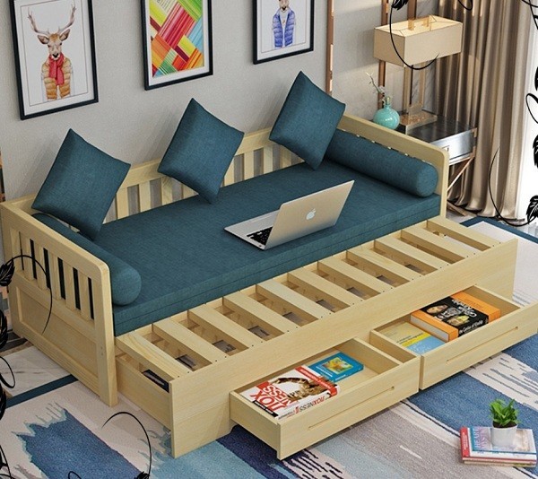 Sofa giường gỗ có ngăn kéo