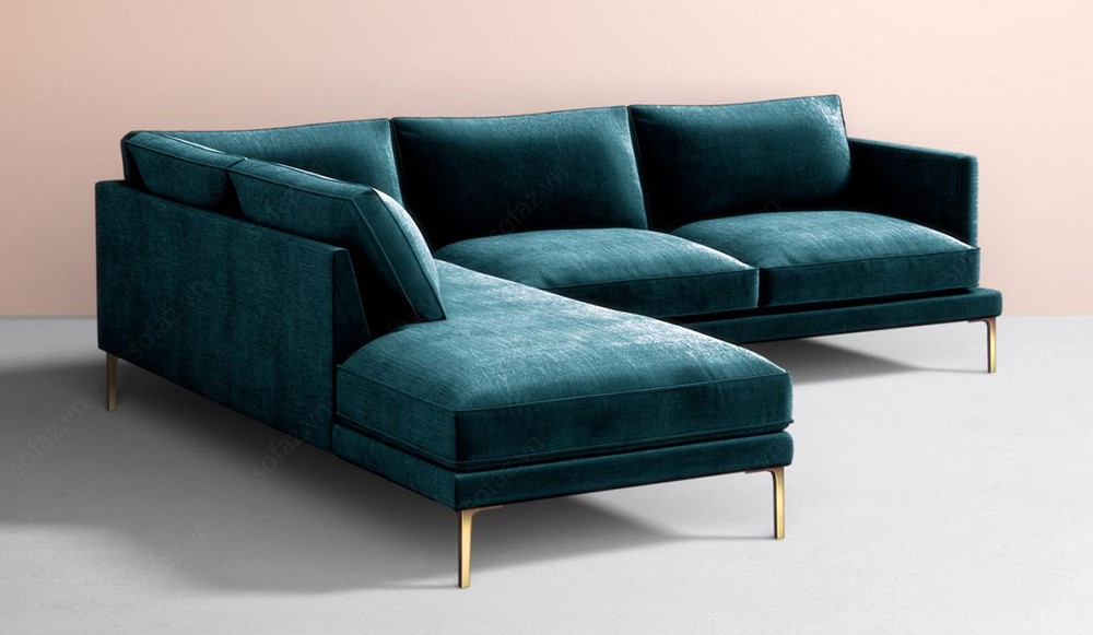 Sofa góc xanh cổ vịt giúp tiết kiệm không gian ngôi nhà 