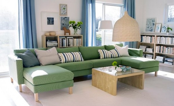 lựa chọn sofa màu xanh rêu