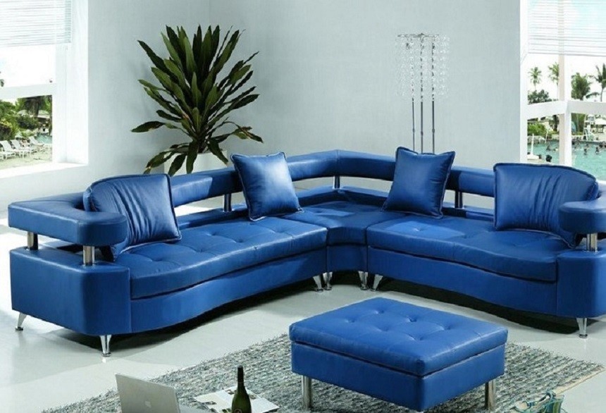 Ghế sofa xanh dương chữ L