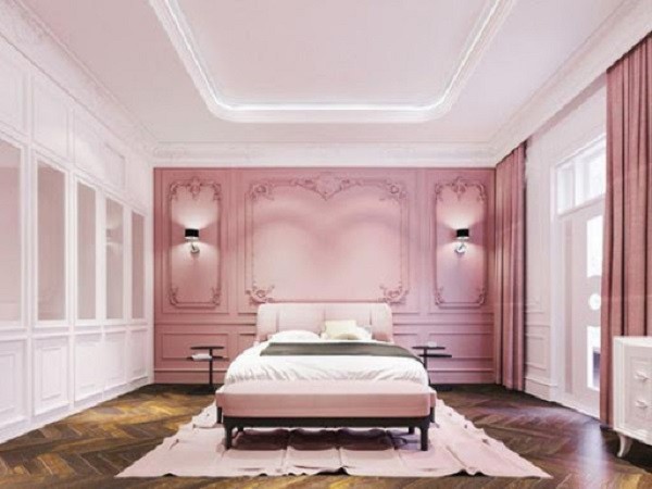 Mẫu căn phòng màu hồng phấn