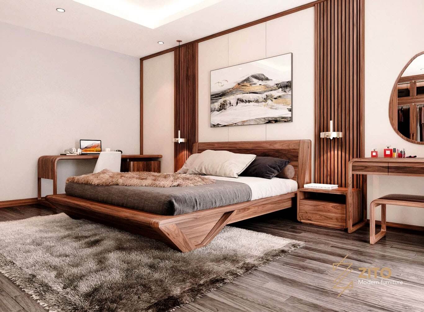 Giường ngủ gỗ tự nhiên