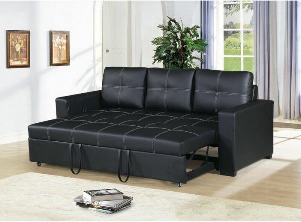 Sofa đen kết hợp giường nằm gấp gọn