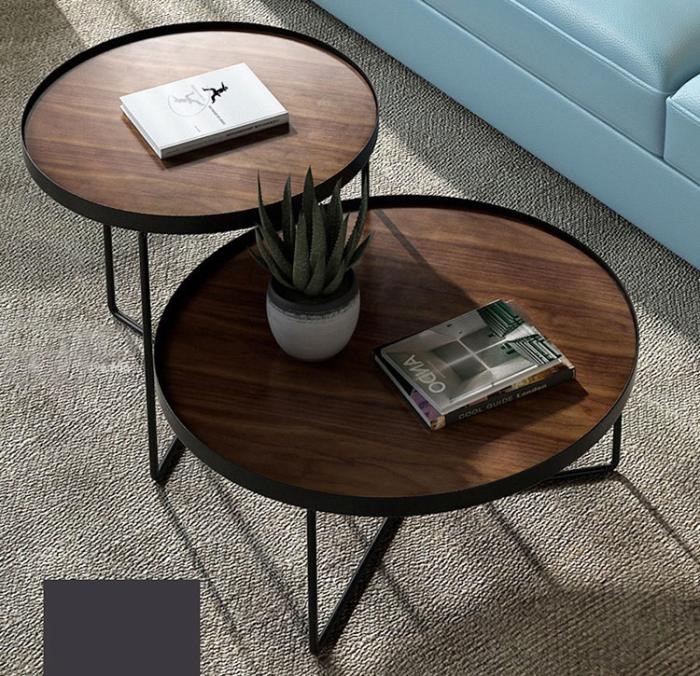 Mẫu bàn tròn chân sắt tinh tế mặt gỗ