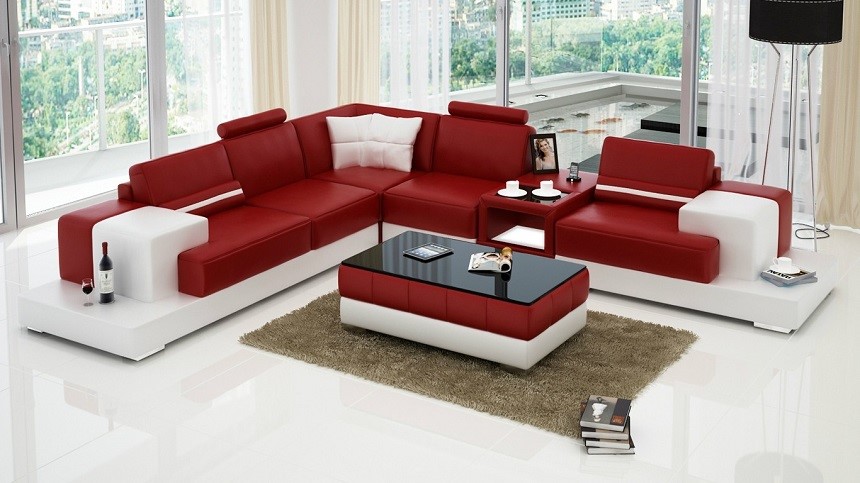 Bộ sofa đỏ phù hợp với căn phòng khách hiện đại, trẻ trung